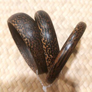 FASHION JEWELRY Women's Trio Animal Print Wood Bangles w/Earrings - NWOT